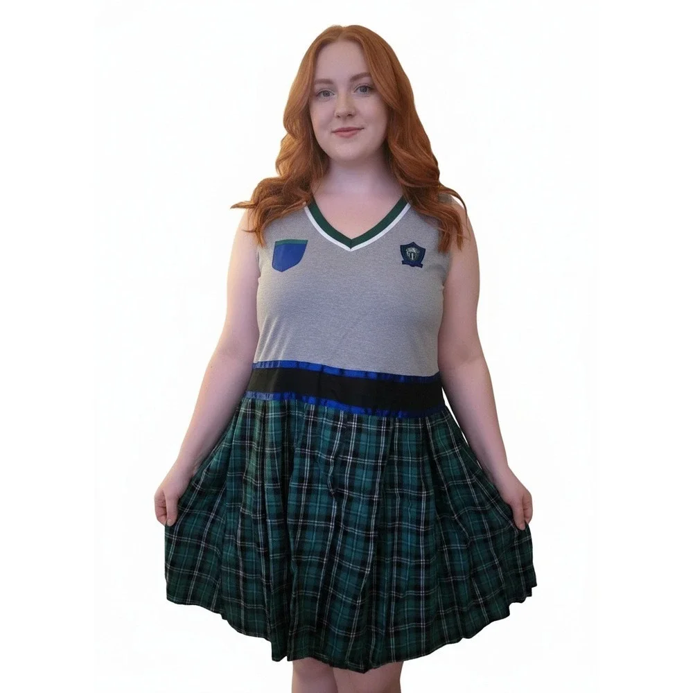 Leg Avenue‎ Sinister Spell Caster Costume Plus Size 3X/4X Green Plaid Dress Cape - Picture 2 of 6